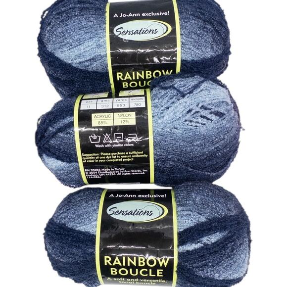 Jo-Ann Sensations Rainbow Boucle Yarn Dark Blue - Picture 1 of 3